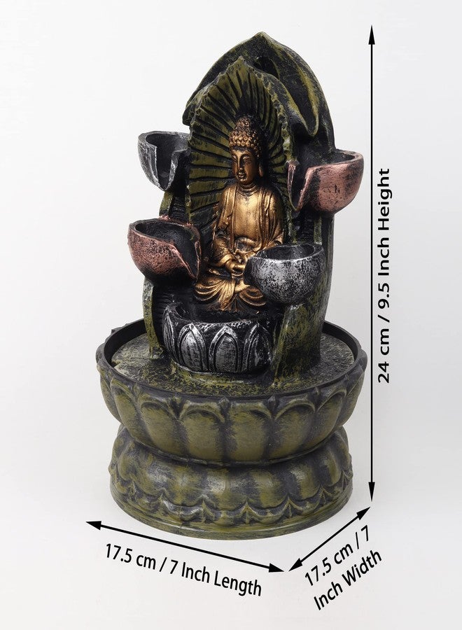 VIVARS Resin Lord Buddha Tabletop Waterfall Fountain Fengshui Indoor Decoration Zen Fountain For Home Office Bedroom Decor Multicolour - Image 2